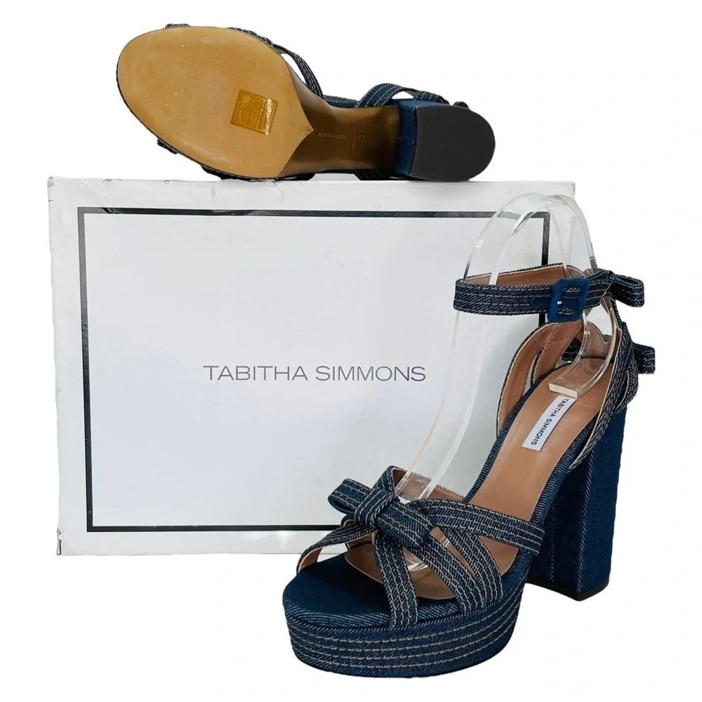 Tabitha Simmons Womens Platform Sandals EU 40B US 10M Indigo Denim Medium Width